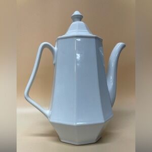 Vintage White Geometric Ceramic Teapot | Octagon‎ Shape | Art Deco Style